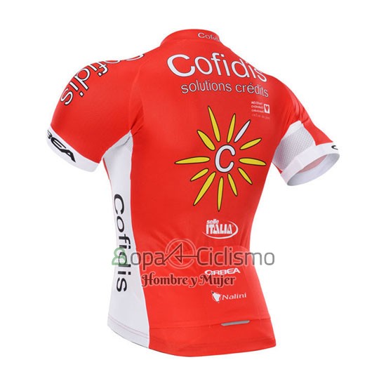 Cofidis Ropa Ciclismo Culotte Corto 2015 Mangas Cortas Rojo